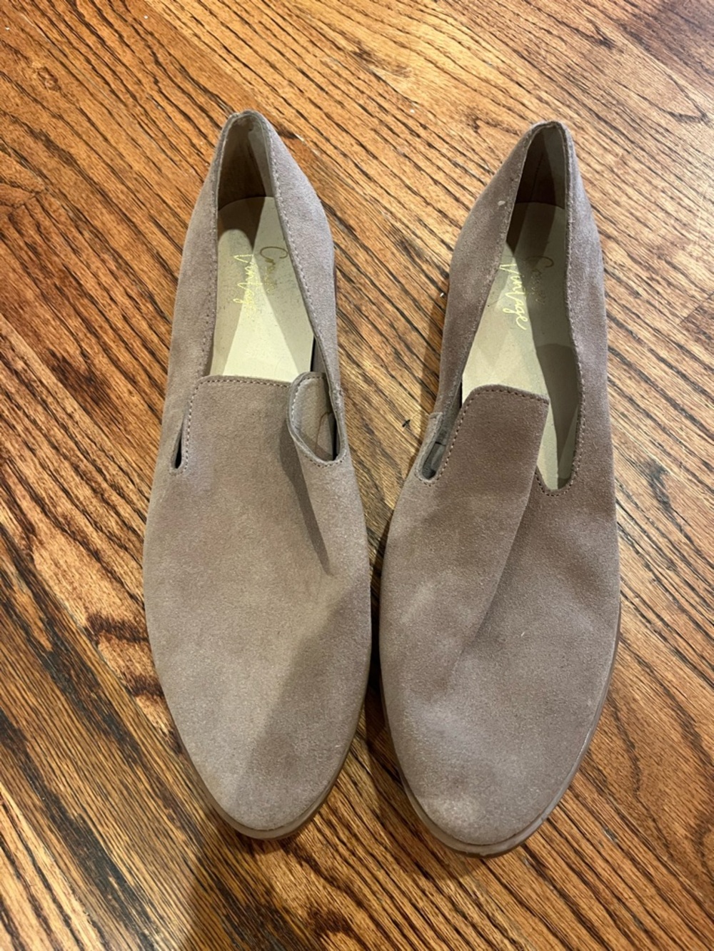 Crown Vintage Suede Slip-On Loafers in Taupe